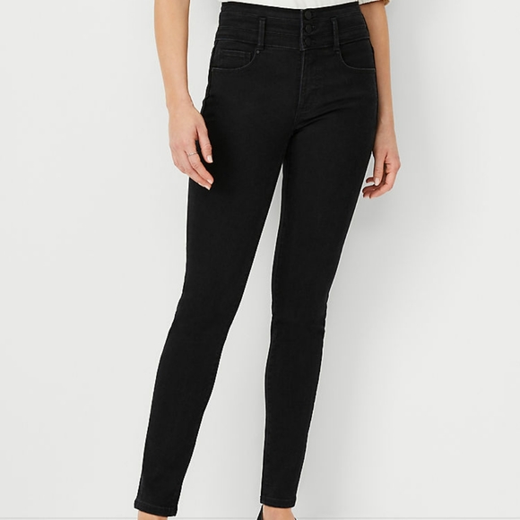 NWT Ann Taylor Skinny Sculpting High Waisted Black Jeans - Picture 1 of 11
